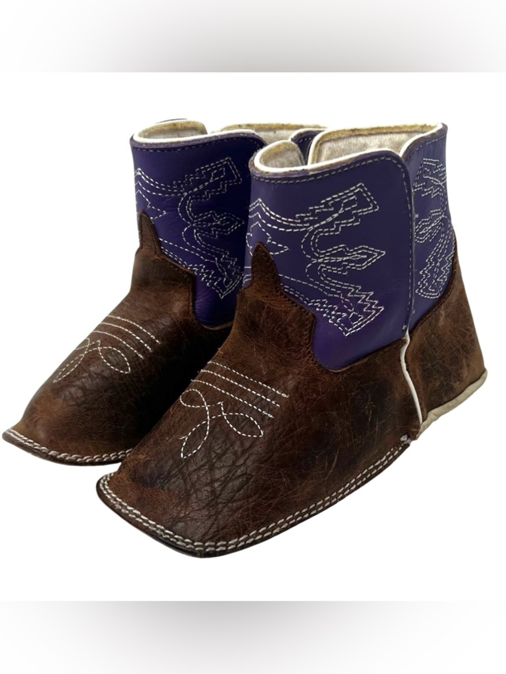 Anderson Bean Baby Boots Crib Shoes Purple Brown Sz 6 Leather Western Cowgirl